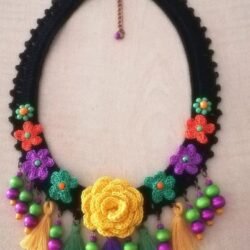 Handmade crochet creation of necklace